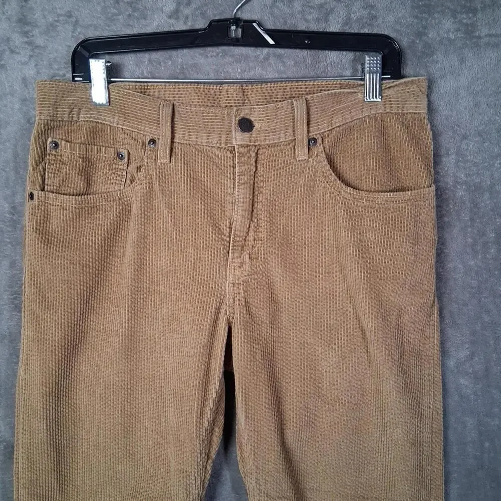 Levis Straight Corduroy Pnt‎ Mens 30x30 Tan Brown 5 Pockets Preppy Inseam 29